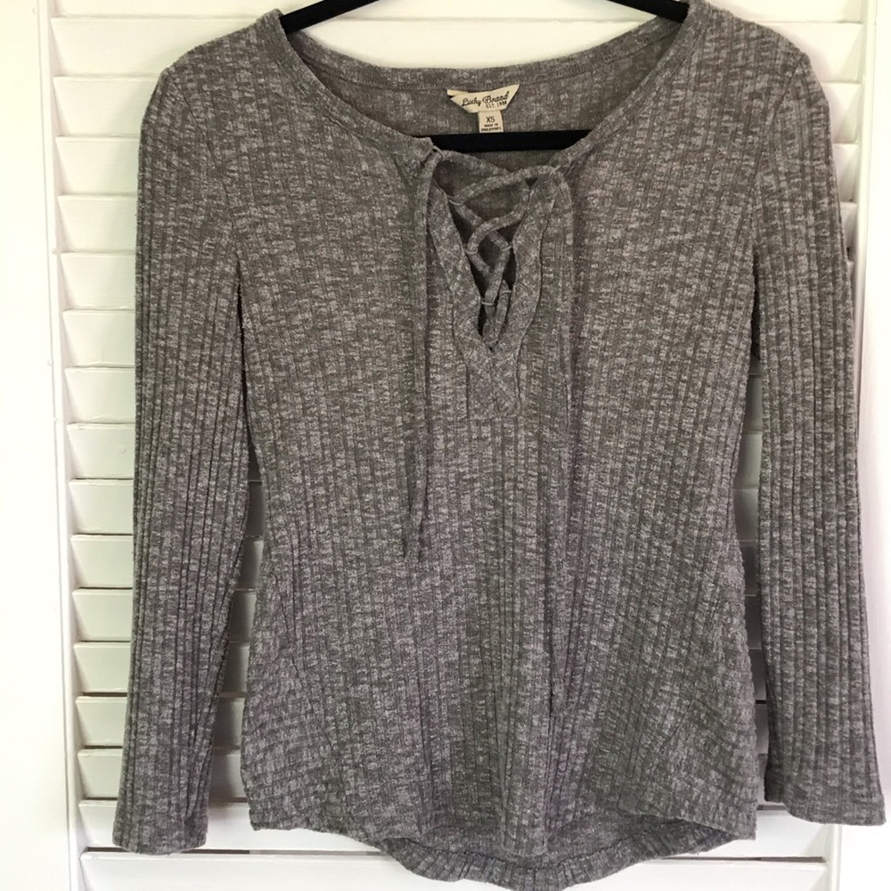 Lucky brand gray ribbed sweater